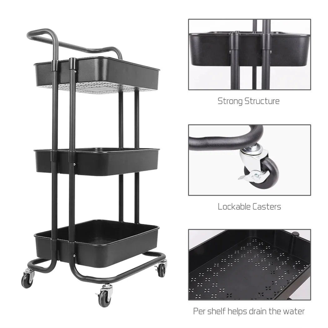 3 Tier Hair Salon Trolley Cart For Storage Organization