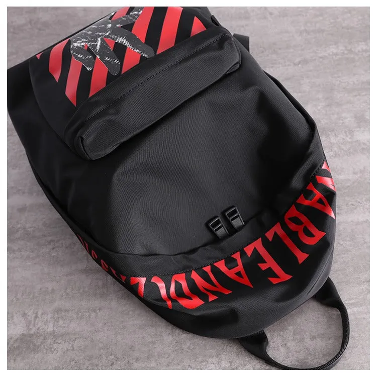 Black Nylon Graphic Satchel Backpack Womens School Backpacks Purse Nylon Travel Rucksack for Ladies