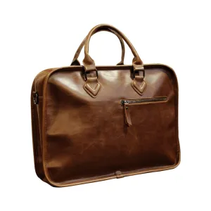 Brand Crazy Horse PU Leather Men Briefcase Vintage 14 inch Big Business Laptop Handbag Bag