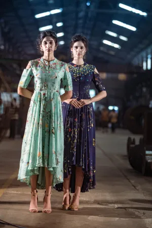 Chinoiserie Cold Shoulder Dress