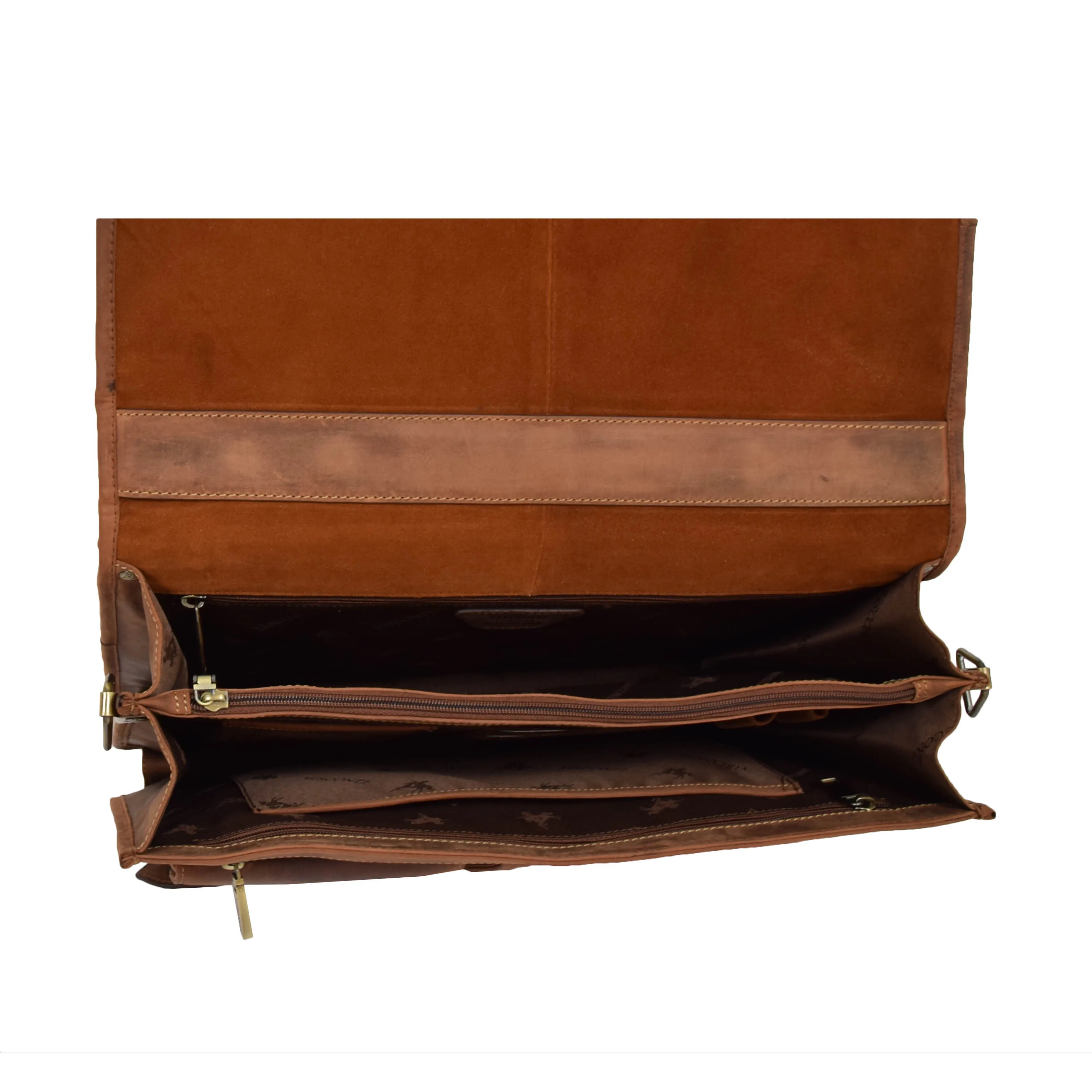 DR389 Men's Leather Cross Body Briefcase Oil Brown