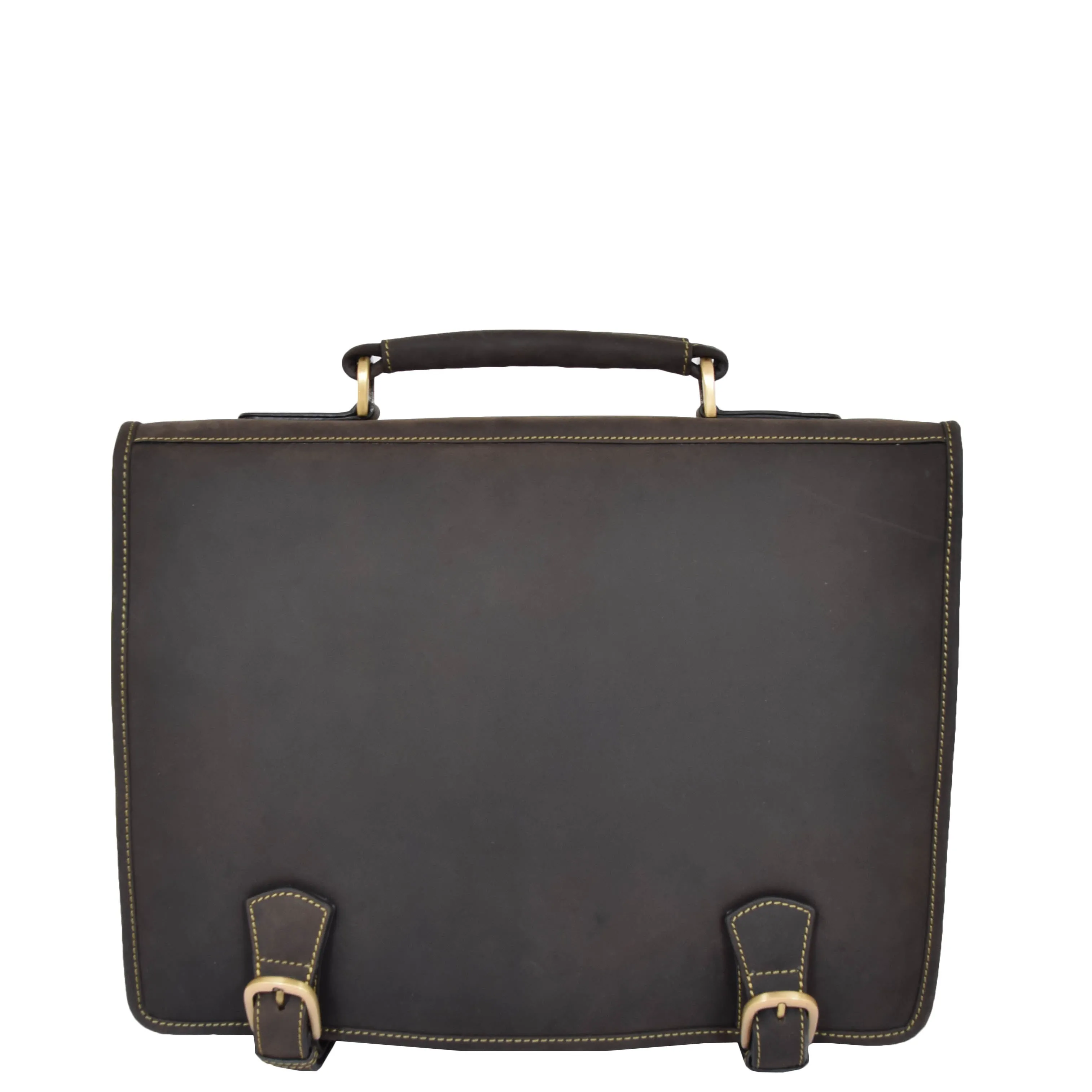 DR389 Men's Leather Cross Body Briefcase Oil Brown