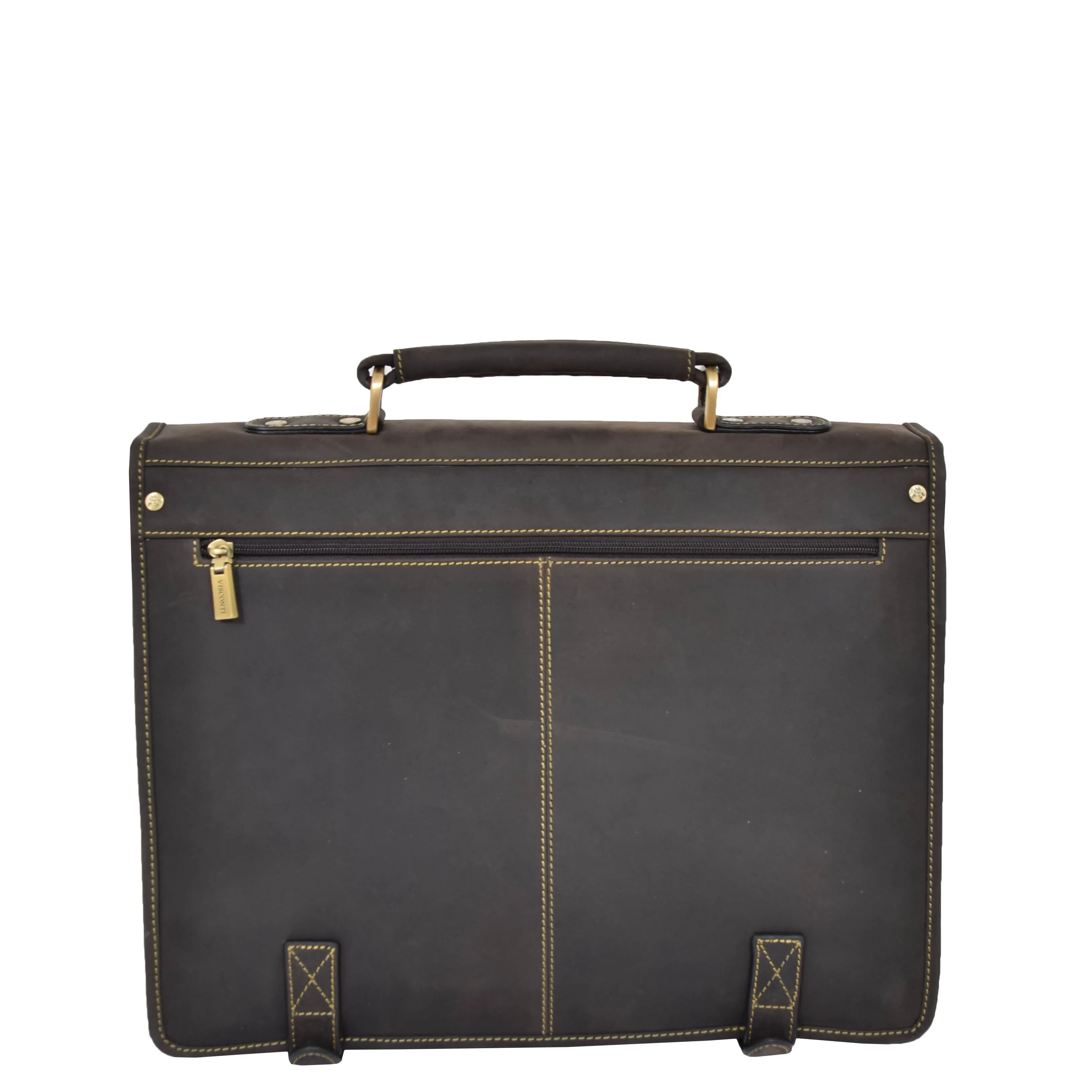 DR389 Men's Leather Cross Body Briefcase Oil Brown