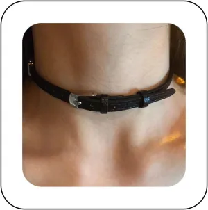 Gothic Wide Leather Choker Necklace Leather Belt Necklace Black Leather Collar Necklace Adjustable Leather Necklace Jewelry for Women