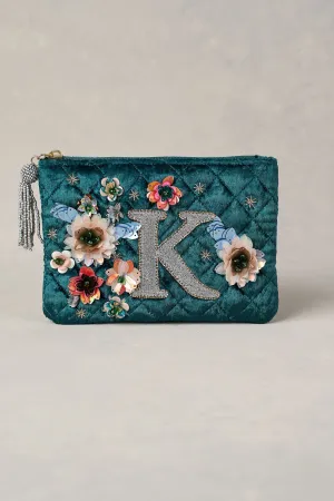 K Monogram Cosmetic Bag - Emerald