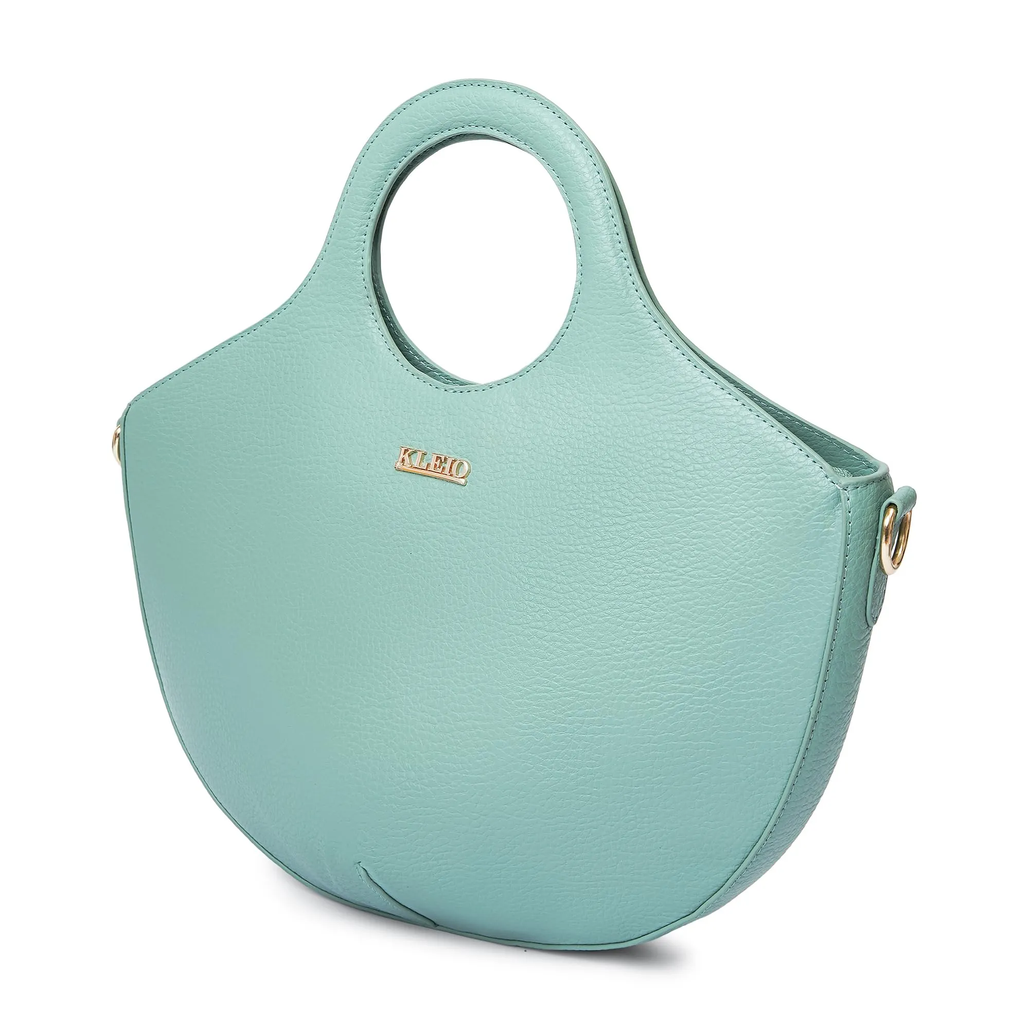 KLEIO Vegan Leather Curved Carryall Handbag for Women with Detachable Long Shoulder Strap
