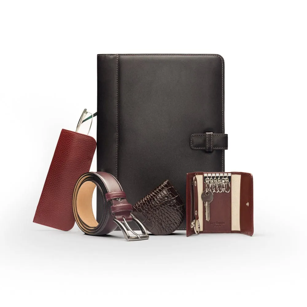 Large Leather Glasses Case - Burgundy