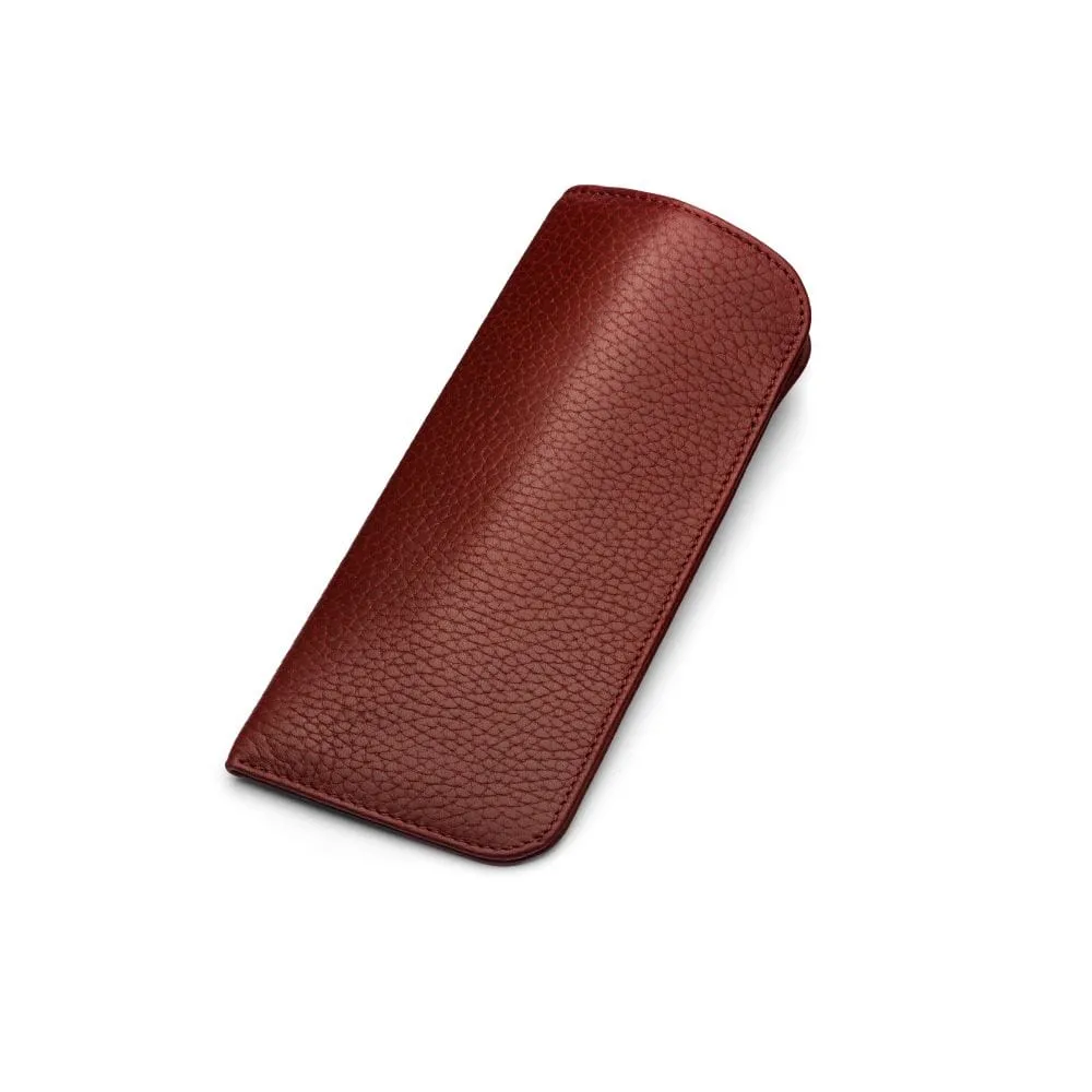 Large Leather Glasses Case - Burgundy