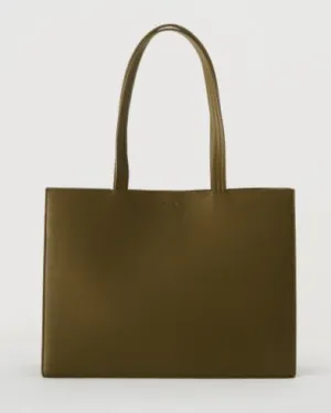 Large Leather Retail Tote - Kelp