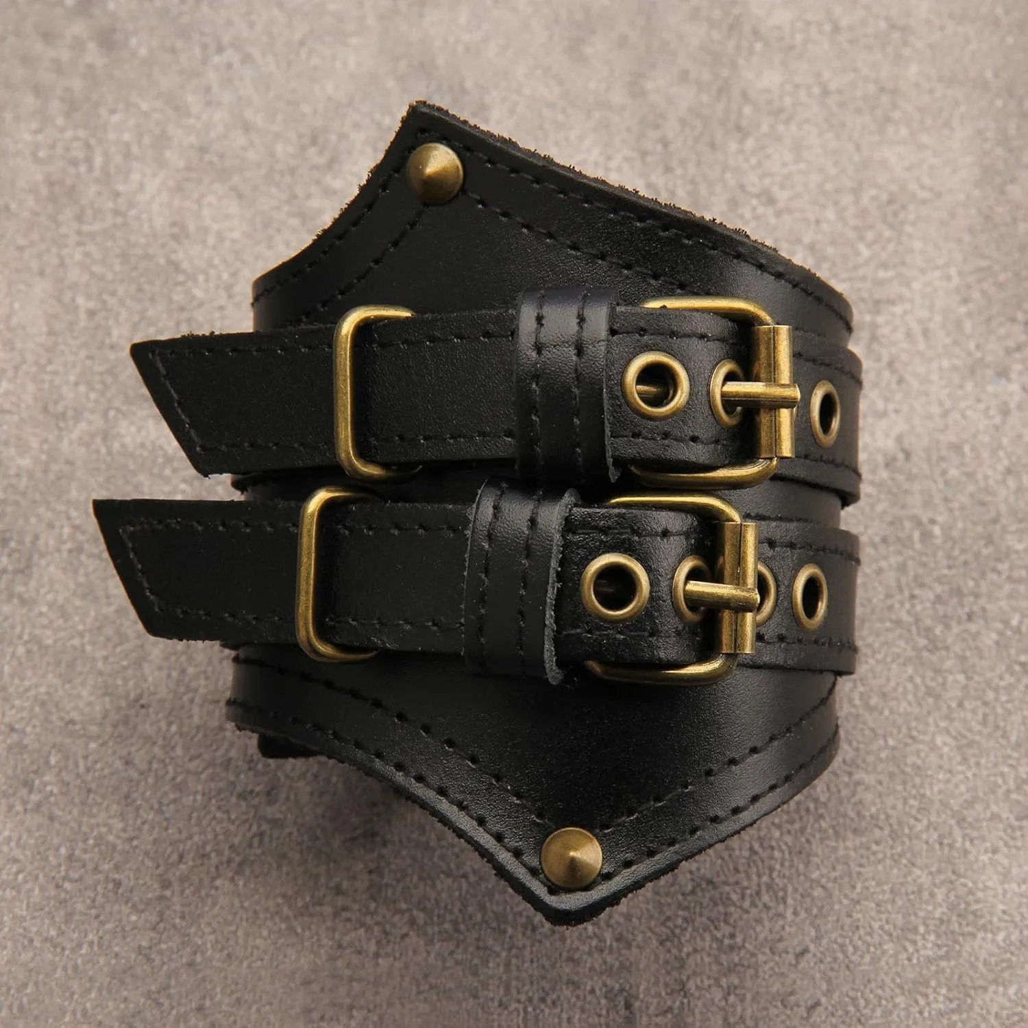 Leather Bracelet for Men Wrist Cuffs Leather Arm Bands Punk Leather Wristband Black Leather Cuff Bracelet for Women