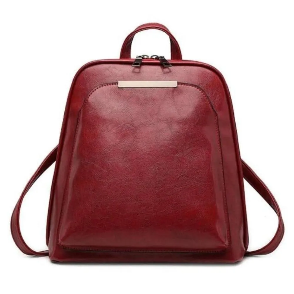 Leather Travel Satchel Shoulder School Backpack