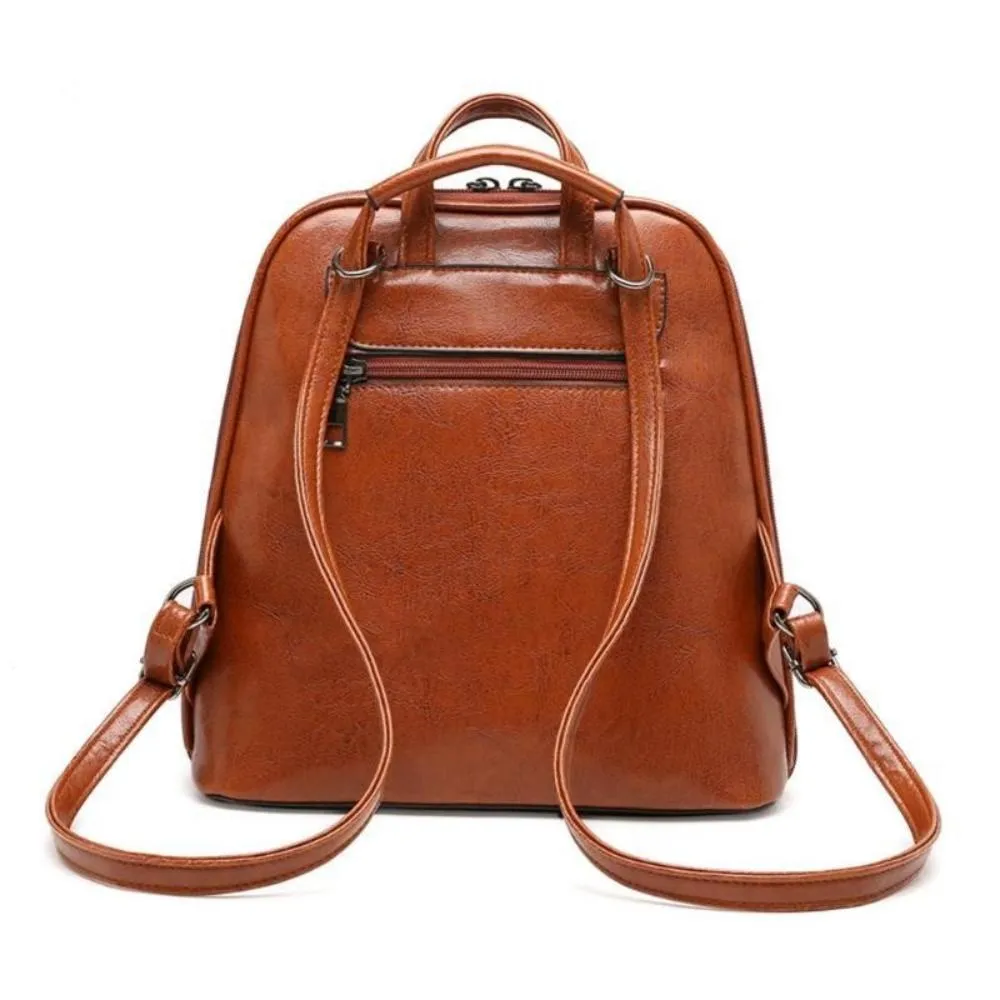 Leather Travel Satchel Shoulder School Backpack