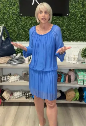 Long Sleeve Silk Blend Dress