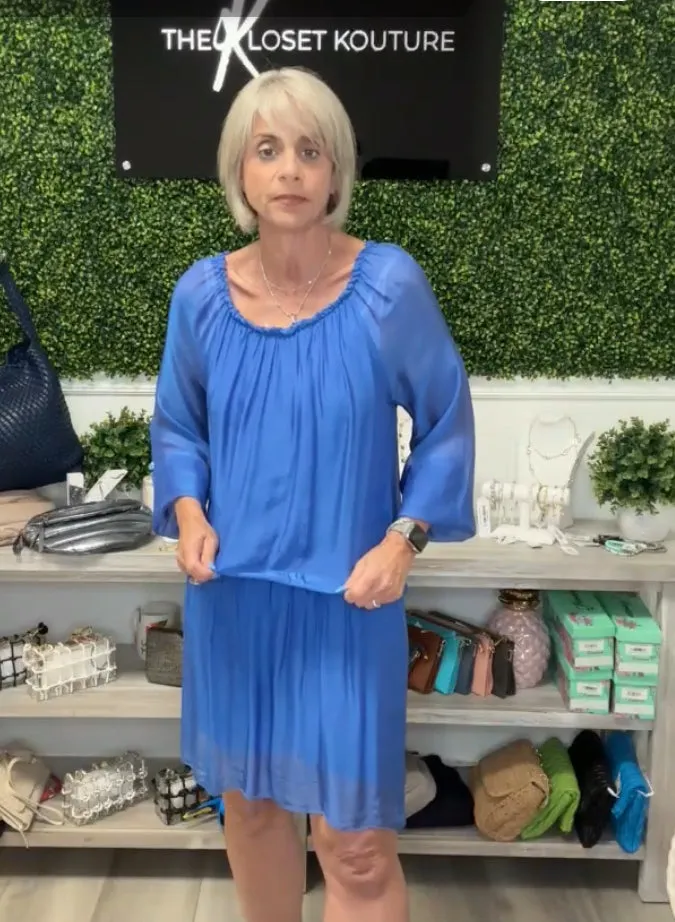 Long Sleeve Silk Blend Dress