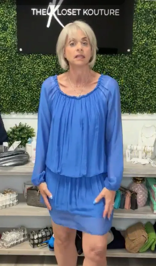 Long Sleeve Silk Blend Dress