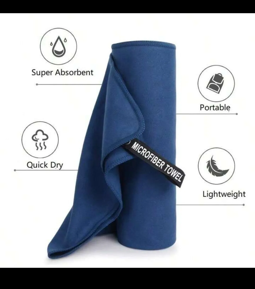 Microfiber Towel Sports Bath Gym Quick Drying Travel Swimming Camping Beach