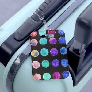 Nordic Watercolor Bag Tag, Polka Dots Designer Travel Luggage Suitcase Bag Tag - Made in USA