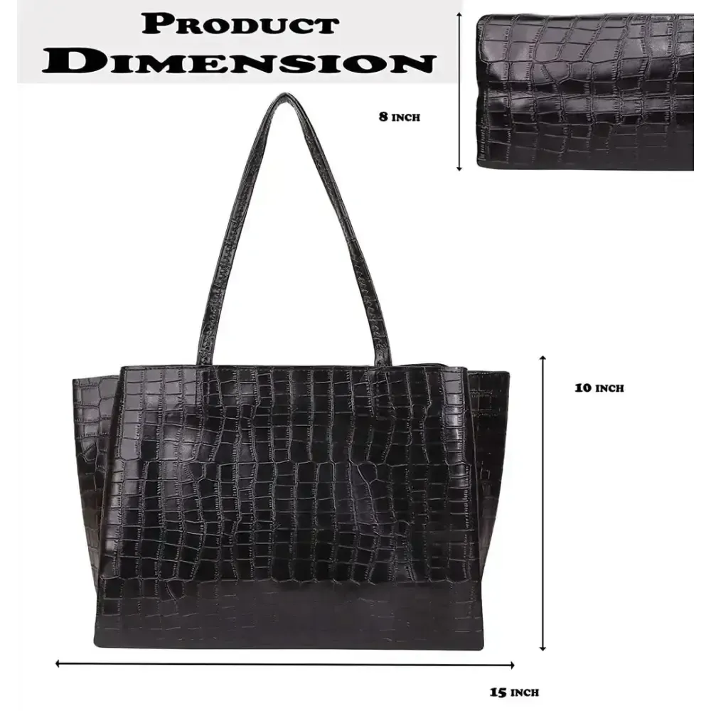Sanverse Classic Stylish Tote Bags for Working Ladies Women Girls Formal Handbag (Black)