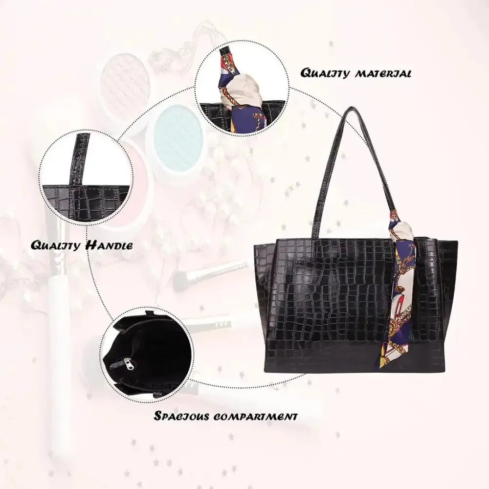 Sanverse Classic Stylish Tote Bags for Working Ladies Women Girls Formal Handbag (Black)