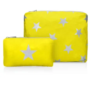 Set of Two - Organizational Packs - Lemon Yellow with Multi Silver Stars