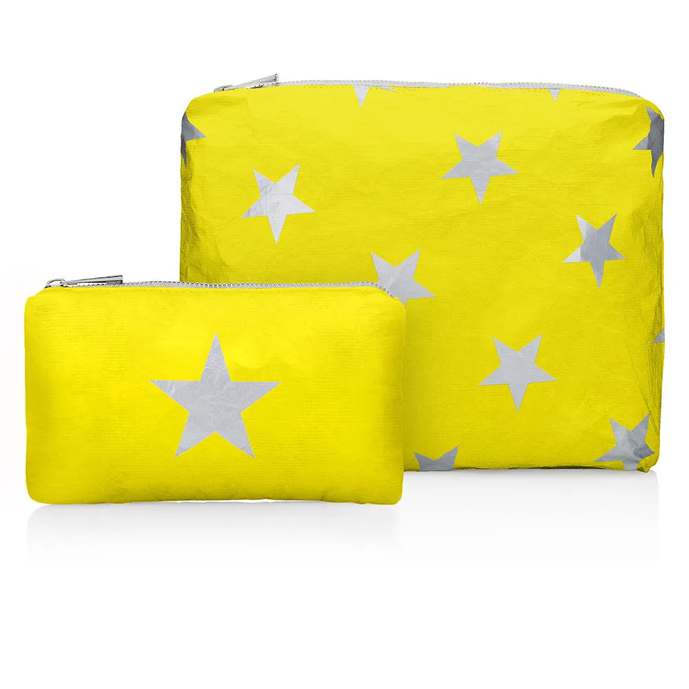 Set of Two - Organizational Packs - Lemon Yellow with Multi Silver Stars