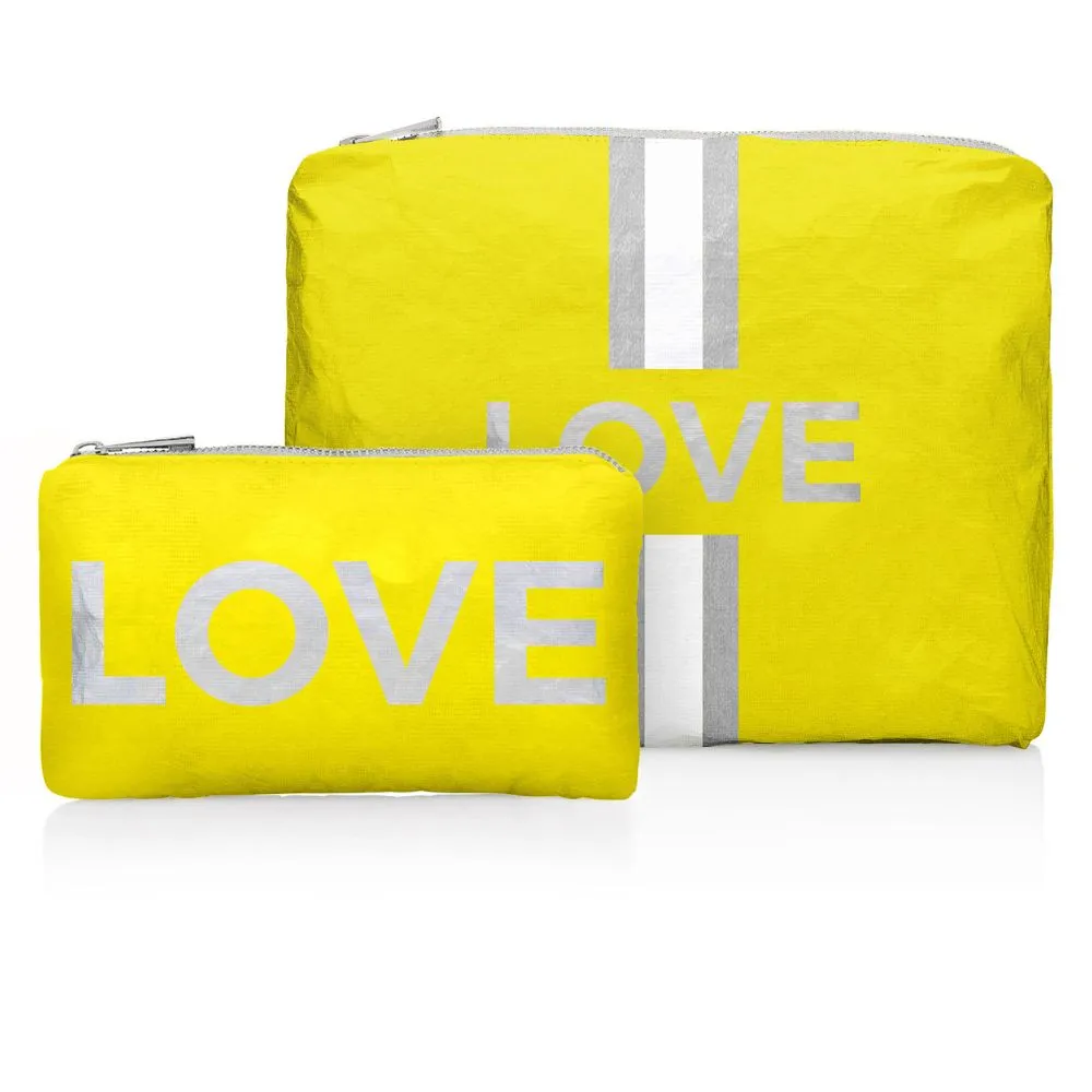 Set of Two - Organizational Packs - Lemon Yellow with White/Silver Stripe & LOVE