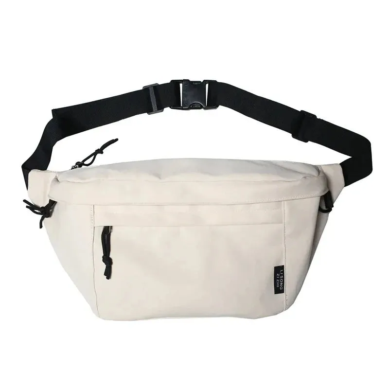 Sohiwoo Gym Chest Bag Multifunctional Waterproof Oversized Fanny Pack Chest Bag Cycling Large Belt Bag for Sports Men Women White Black