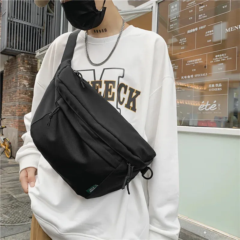 Sohiwoo Gym Chest Bag Multifunctional Waterproof Oversized Fanny Pack Chest Bag Cycling Large Belt Bag for Sports Men Women White Black