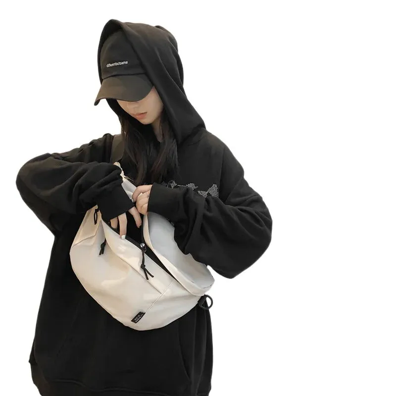 Sohiwoo Gym Chest Bag Multifunctional Waterproof Oversized Fanny Pack Chest Bag Cycling Large Belt Bag for Sports Men Women White Black