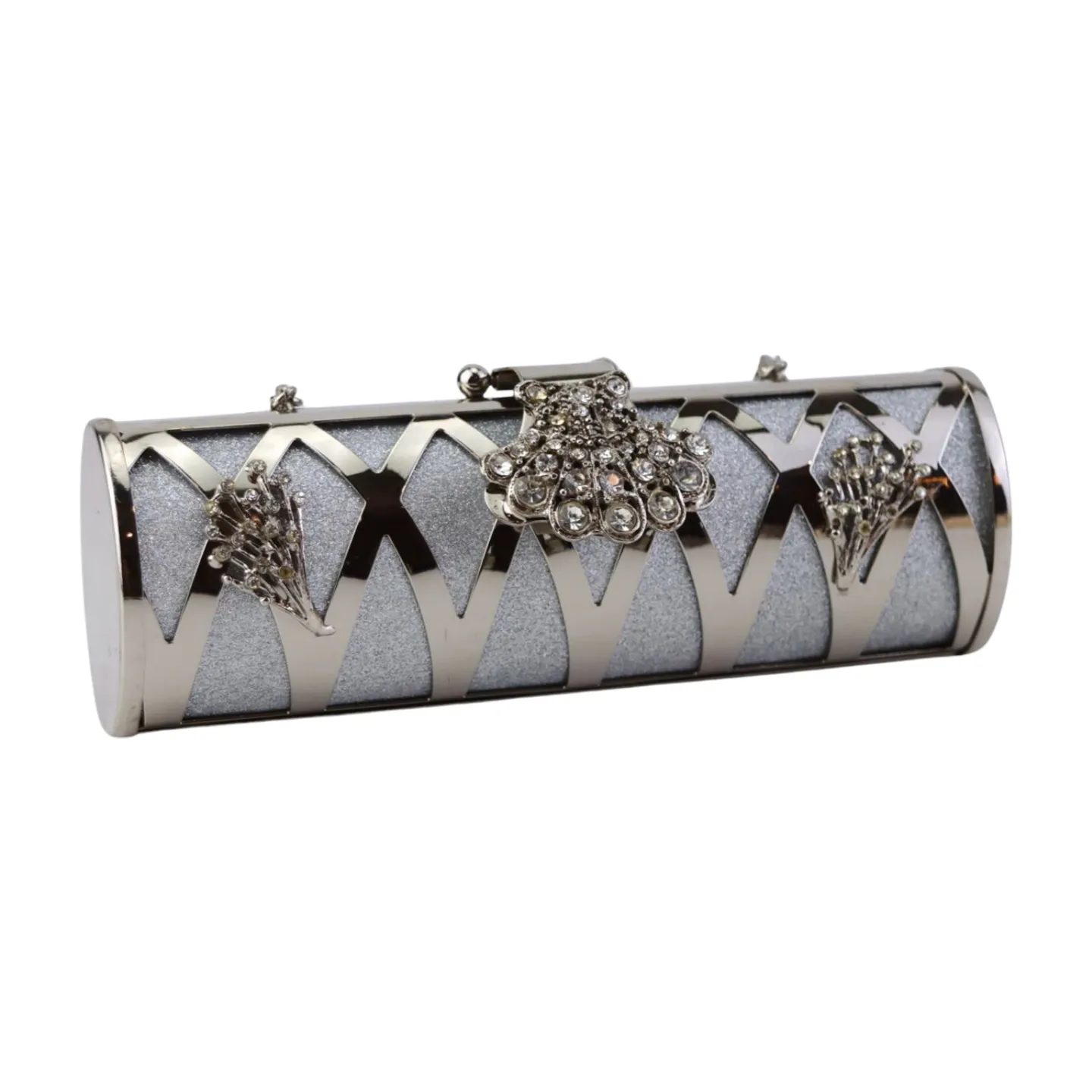 Stylish Glittering Gold Clutch Bag with Flowers and Swarovski Crystals For Wedding And Party