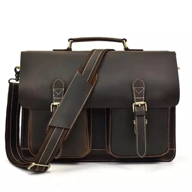 West Louis Retro Leather Briefcase