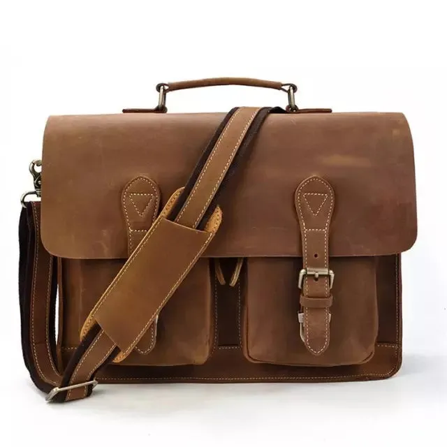 West Louis Retro Leather Briefcase